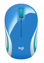 Mini Mouse Logitech Óptico M187, Inalámbrico, USB, 1000DPI, Azul Cielo 