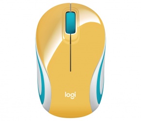 Mini Mouse Logitech Óptico M187, Inalámbrico, USB, 1000DPI, Amarillo 