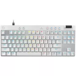 Teclado Gamer Logitech PRO X TKL RAPID LED RGB TKL, Teclado Mecánico, Magnéticos Analógicos, Alámbrico, USB/Bluetooth, Blanco, Inglés 