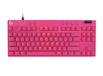 Teclado Gamer Logitech PRO X TKL RAPID LED RGB, Alámbrico, USB, Rosa, Inglés 
