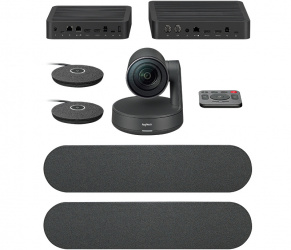 Logitech Sistema de Videoconferencia Rally Plus con Micrófono, 4k Ultra HD, 2x RJ-45, 4x HDMI, 5x USB 2.0, Negro ― Incluye CTL Sistema Google Meet GQE15C y Logitech Tap 10.1