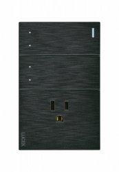 Lucek Tomacorriente BF13-N, 1 Enchufe + 2 Apagadores, 110 - 250V, 15A, Negro 