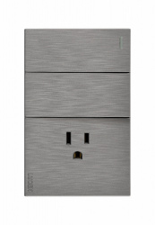 Lucek Tomacorriente BF19-P, 1 Enchufe + 2 Apagadores, 110 - 250V, 15A, Gris 