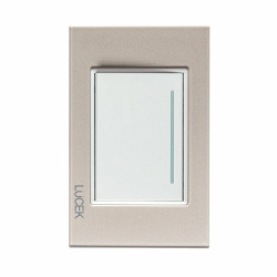 Lucek Placa con Apagador BP01-CDM, 2 Interruptores, 127 - 250V, 16A, Dorado/Marfil 