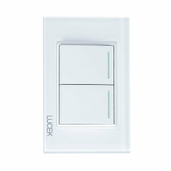 Lucek Placa con Apagador BP02-CBB, 2 Interruptores, 127 - 250V, 16A, Cristal Blanco Blanco 
