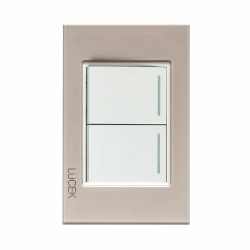 Lucek Placa con Apagador BP02-CBB, 2 Interruptores, 127 - 250V, 16A, Cristal Dorado Marfil 