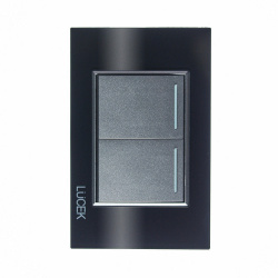 Lucek Placa con Apagador BP02-CNN, 2 Interruptores, 127 - 250V, 16A, Cristal Negro 