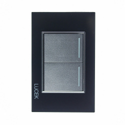 Lucek Placa con Apagador BP02-KN, 2 Interruptores, 127 - 250V, 16A, Negro Mate 
