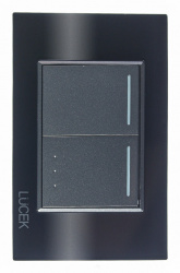 Lucek Placa con Apagador BP02/3-CNN, 2 Interruptores, 250V, 16A, Cristal Negro 
