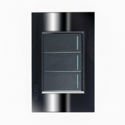 Lucek Placa con Apagador BP03-CEN, 3 Interruptores, 250V, 16A, Espejo Negro 