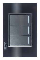 Lucek Placa con Apagador BP03-CNN, 3 Interruptores, 127 - 250V, 16A, Cristal Negro 