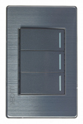 Lucek Placa con Apagador BP03-M/A, 3 Interruptores, 127 - 250V, 16A, Acero 