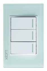 Lucek Placa con Apagador BP03/3-CCB, 3 Interruptores, 127 - 250V, 16A, Cristal Cristal Blanco 