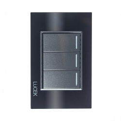 Lucek Placa con Apagador BP03/3-CNN, 3 Interruptores, 127 - 250V, 16A, Cristal Negro 