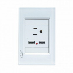 Lucek Tomacorriente BP05-CBB, 1 Enchufe + 2x USB-A, 125-275V, Blanco 