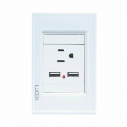 Lucek Tomacorriente BP05-KB, 1 Enchufe + 2x USB-A, 110 - 250V, 15A, Blanco 