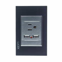 Lucek Tomacorriente BP05-KN, 1 Enchufe + 2x USB-A, 110 - 250V, 15A, Negro/Gris 