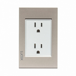 Lucek Tomacorriente BP06-CDM, 2 Enchufes, 127V, 16A, Blanco/Dorado 