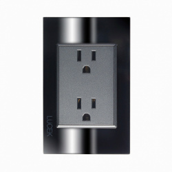 Lucek Tomacorriente BP06-CEN, 2 Enchufes, 110 - 250V, 15A, Espejo Negro 