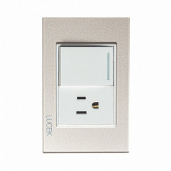 Lucek Tomacorriente BP07-CDM, 1 Enchufe + 1 Apagador, 250V, 16A, Marfil 