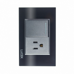 Lucek Tomacorriente BP07-CNN, 1 Enchufe + 1 Apagador, 250V, 16A, Negro 