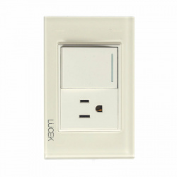 Lucek Tomacorriente BP07-KH, 1 Enchufe + 1 Apagador, 110 - 250V, 15A, Beige 