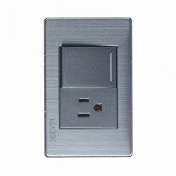 Lucek Tomacorriente BP07-M/A, 1 Enchufe + 1 Apagador, 110 - 250V, 16A, Gris 
