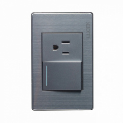 Lucek Tomacorriente BP07-M/P, 1 Enchufe + 1 Apagador, 110 - 250V, 16A, Plata 