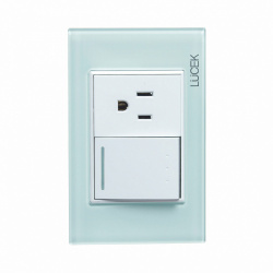 Lucek Tomacorriente BP07/3-CCB, 1 Enchufe + 1 Apagador, 110 - 250V, 15A, Cristal Blanco 