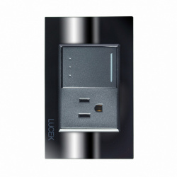 Lucek Tomacorriente BP07/3-CEN, 1 Enchufe + 1 Apagador, 110 - 250V, 15A, Espejo Negro 