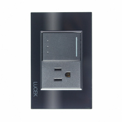 Lucek Tomacorriente BP07/3-CNN, 1 Enchufe + 1 Apagador, 110 - 250V, 15A, Cristal Negro 