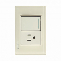 Lucek Tomacorriente BP07/3-KH, 1 Enchufe + 1 Apagador, 110 - 250V, 15A, Hueso 