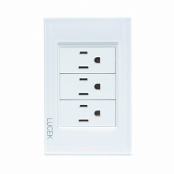 Lucek Tomacorriente BP08-CBB, 3 Enchufes, 110 - 250V, 15A, Blanco 