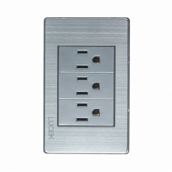 Lucek Tomacorriente BP08-M/P, 3 Enchufes, 110 - 250V, 15A, Plata 