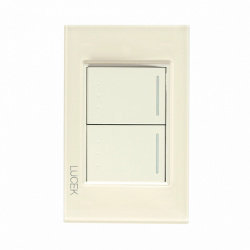 Lucek Placa con Apagador para Escalera BP09-KH, 2 Interruptores, 250V, 16A, Hueso 