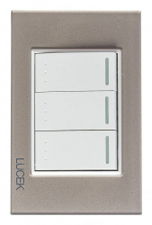 Lucek Placa con Apagador BP10-CDM, 3 Interruptores, 110 - 250V, 15A, Cristal Dorado 