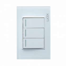 Lucek Placa con Apagador para Escalera BP10-KB, 3 Interruptores, 250V, 16A, Blanco 