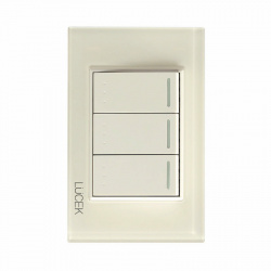 Lucek Placa con Apagador para Escalera BP10-KH, 3 Interruptores, 250V, 16A, Hueso 