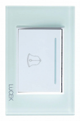 Lucek Placa con Botón de Timbre BP11-CCB, 3 Módulos, Cristal Blanco 
