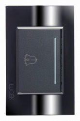 Lucek Placa con Botón de Timbre BP11-CEN, 3 Módulos, Negro 