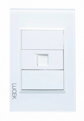 Lucek Placa de Pared RJ-45, 1 Puerto, Blanco 
