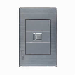 Lucek Placa de Pared RJ-45, 1 Puerto, Plateado 