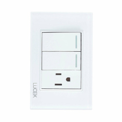 Lucek Placa con Apagador BP13-CBB, 2 Interruptores, 110 - 250V, 16A, Cristal Blanco 