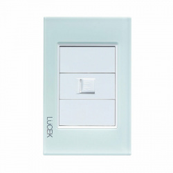 Lucek Placa de Pared BP17-CCB, RJ-11, 1 Puerto, Cristal Blanco 
