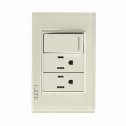 Lucek Tomacorriente BP20-KH, 2 Enchufes + 1 Apagador, 110 - 250V, 15A, Marfil 