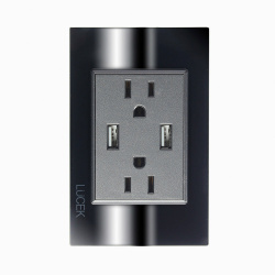 Lucek Tomacorriente BP25-CEN, 2 Enchufes + 2x USB-A, 127V, Negro 