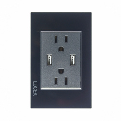 Lucek Tomacorriente BP25-CNN, 2 Enchufes + 2x USB-A, 110 - 250V, 15A, Negro 