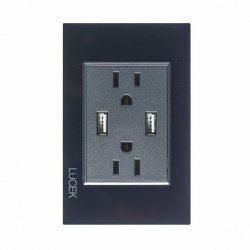 Lucek Tomacorriente BP25-KN, 2 Enchufes + 2x USB-A, 110 - 250V, 15A, Negro 