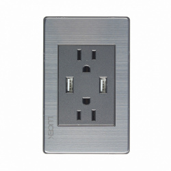 Lucek Tomacorriente BP25-M/A, 2 Enchufes + 2x USB-A, 125 - 275V, Plata 