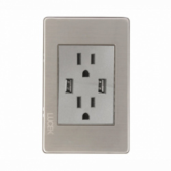 Lucek Tomacorriente BP25-MP, 2 Enchufes + 2x USB-A, 125 - 275V, Plata 